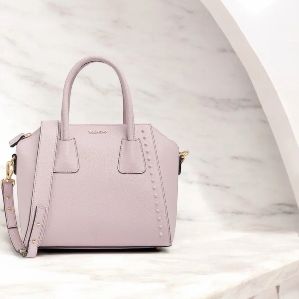 Valentino Lavender Leather Studded Satchel